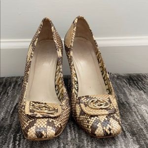 GUCCI snakeskin leather heels size 38